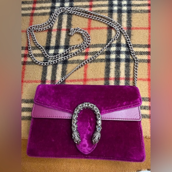 Gucci Handbags - Gucci Purple Velvet Super Mini Dionysus